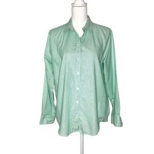 Everlane The Silky Cotton Mint Green Striped Relaxed Button Down Shirt 8